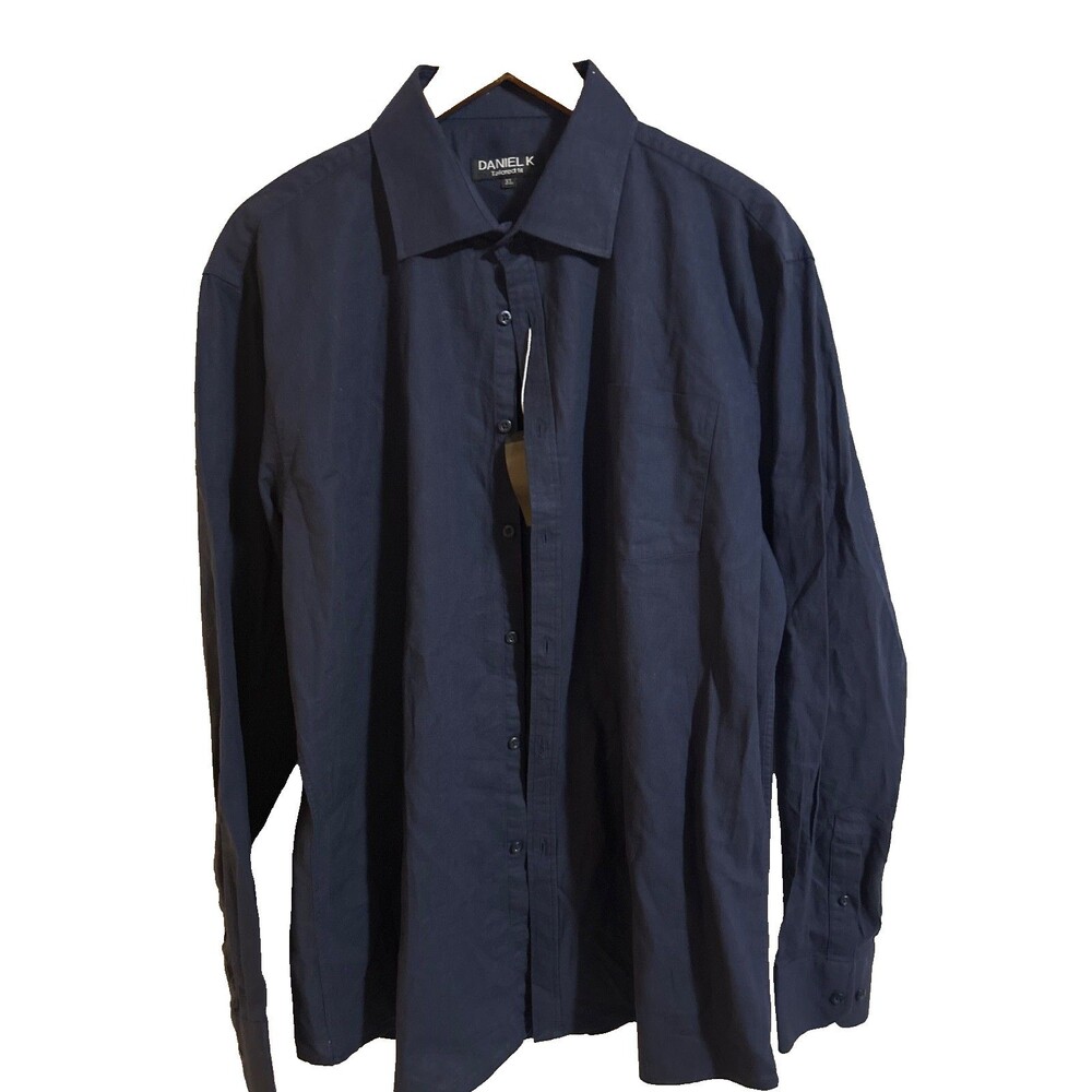 Daniel K Men’s NWT Linen Cotton Button Down Shirt Navy size XL Tailored Fit